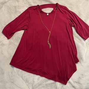 NWT NY Collection burgundy asymmetrical blouse Size 2X